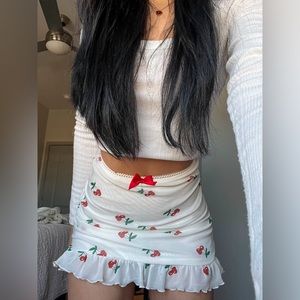 sugar thrillz white cherry mini skirt